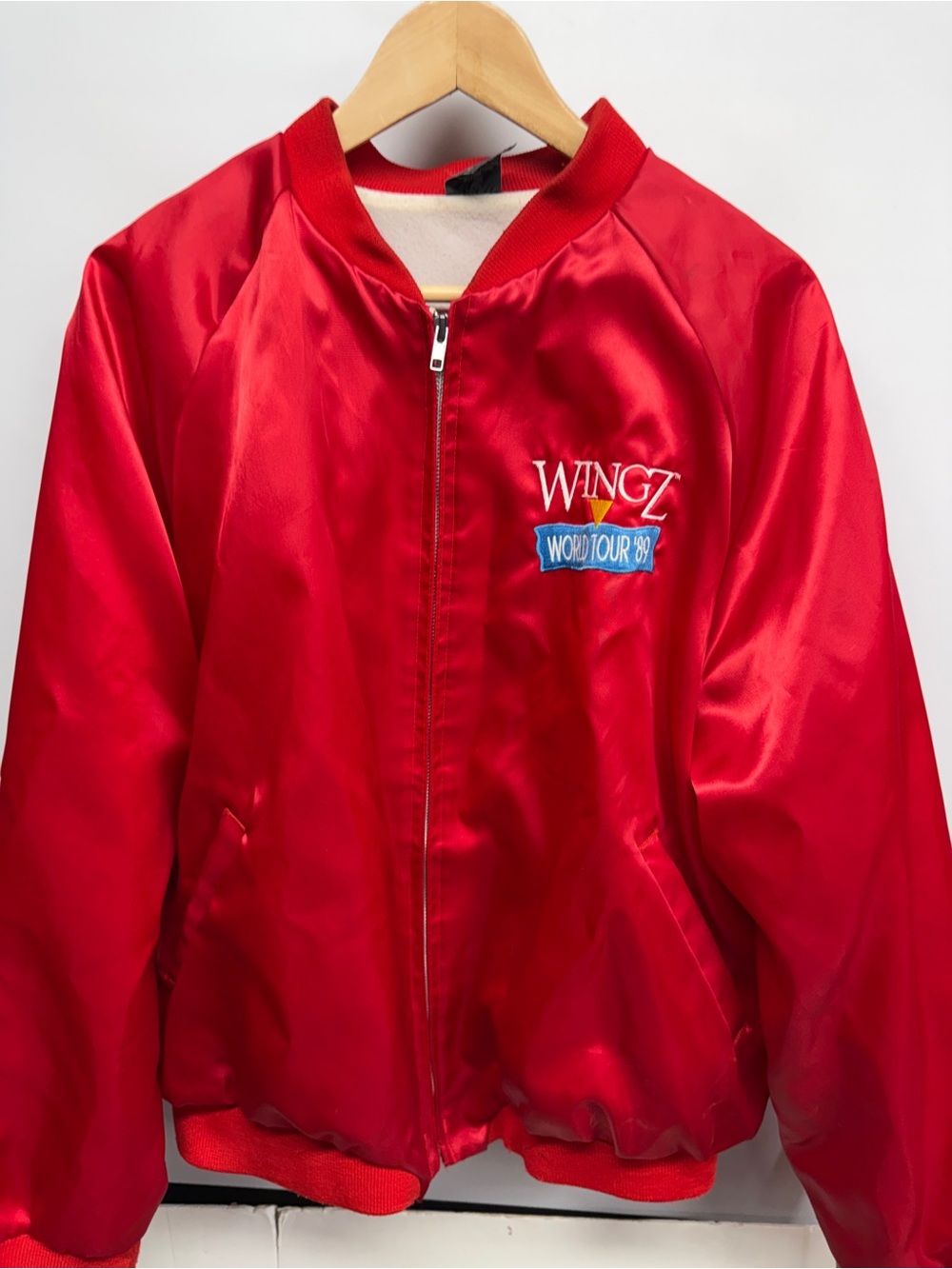 Vintage Jacket XL Wingz software tech red satin bomber embroidered